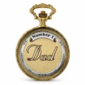 Gents 48mm Pewter Antique Two Tone Gold Plated "No.1 Dad" Swiss Quartz Pocket Watch