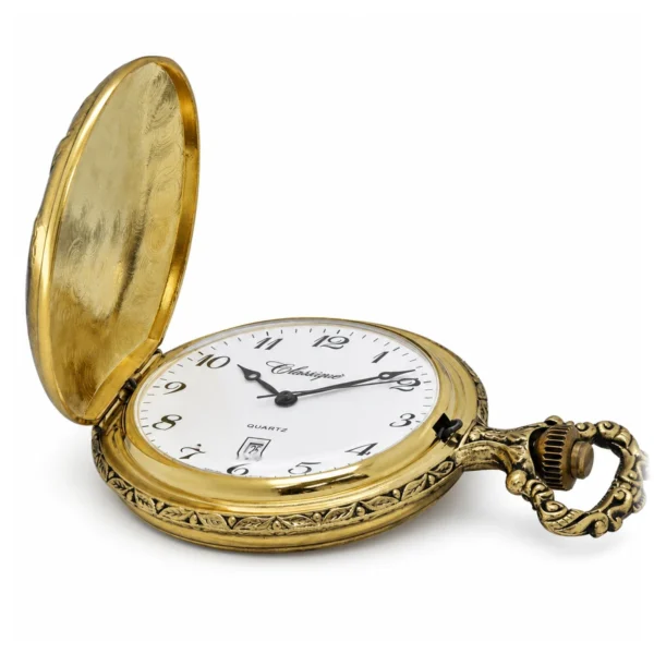 Gents 48mm Pewter Antique Two Tone Gold Plated "No.1 Dad" Swiss Quartz Pocket Watch - image 3 Gents 48mm Pewter Antique Two Tone Gold Plated "No.1 Dad" Swiss Quartz Pocket Watch