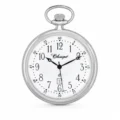 Gents 48mm Rhodium Plated Open Face Swiss Quartz Pocket Watch