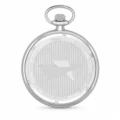 Gents 48mm Rhodium Plated Open Face Swiss Quartz Pocket Watch