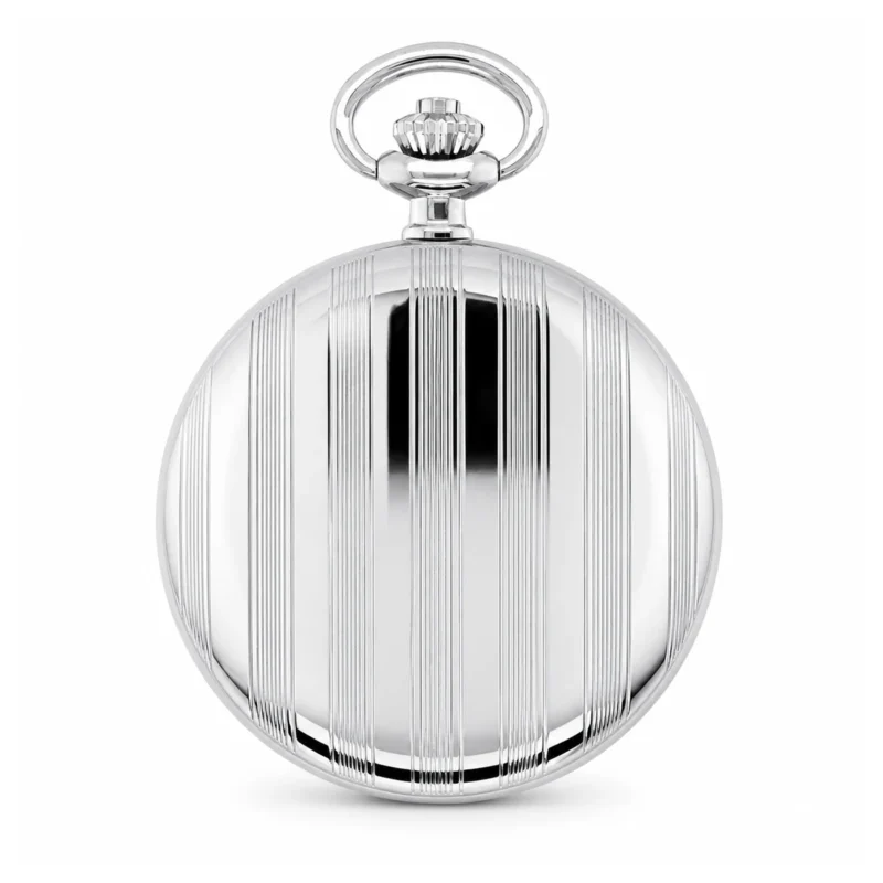 Gents 48mm Rhodium Plated Swiss Quartz Pocket Watch – image 2 Gents 48mm Rhodium Plated Swiss Quartz Pocket Watch