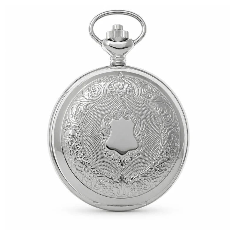 Gents 48mm Rhodium Plated Swiss Quartz Pocket Watch