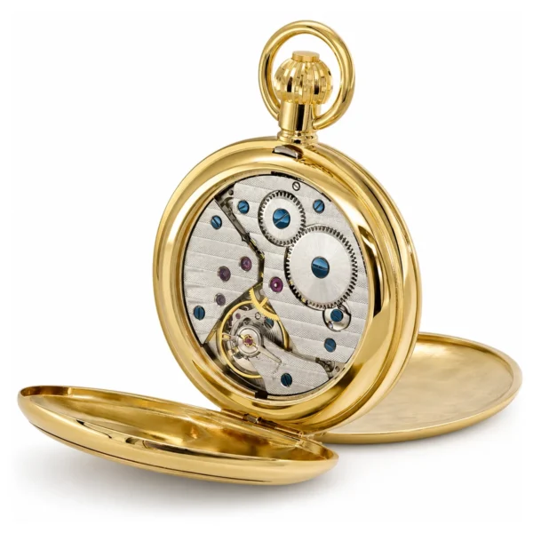 Gents 49mm Gold Plated Skeleton Mechanical Pocket Watch - image 4 Gents 49mm Gold Plated Skeleton Mechanical Pocket Watch