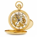 Gents 49mm Gold Plated Skeleton Mechanical Pocket Watch