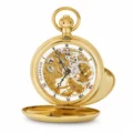 Gents 49mm Gold Plated Skeleton Mechanical Pocket Watch