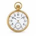 Gents 49mm Gold Plated Stainless Steel Mechanical Open Face Swiss Made Pocket Watch