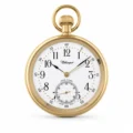 Gents 49mm Gold Plated Stainless Steel Mechanical Open Face Swiss Made Pocket Watch
