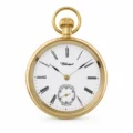 Gents 49mm Gold Plated Stainless Steel Mechanical Open Face Swiss Made Pocket Watch