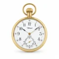 Gents 49mm Gold Plated Stainless Steel Mechanical Open Face Swiss Made Pocket Watch