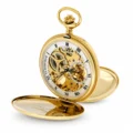 Gents 49mm Gold Plated Stainless Steel Skeleton Swiss Made Pocket Watch