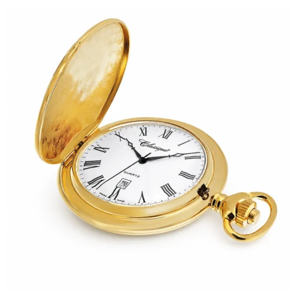 Gents 49mm Gold Plated Swiss Quartz Pocket Watch