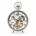 Gents 49mm Palladium Plated Open Face Mechanical Swiss Made Skeleton Desktop Pocket Watch