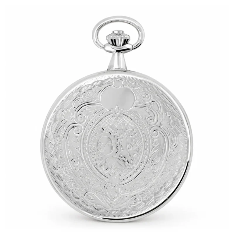 Gents 49mm Rhodium Plated Swiss Quartz Pocket Watch