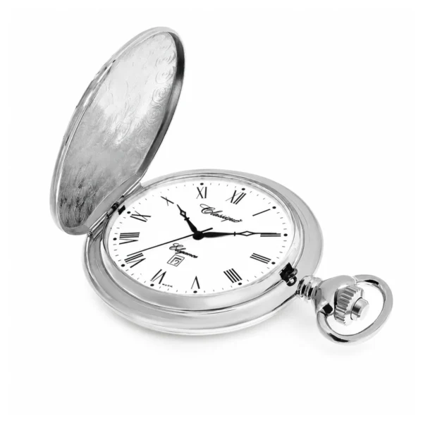 Gents 49mm Rhodium Plated Swiss Quartz Pocket Watch - image 3 Gents 49mm Rhodium Plated Swiss Quartz Pocket Watch