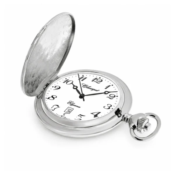 Gents 49mm Rhodium Plated Swiss Quartz Pocket Watch - image 4 Gents 49mm Rhodium Plated Swiss Quartz Pocket Watch