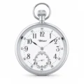 Gents 49mm Stainless Steel Mechanical Open Face Swiss Made Pocket Watch