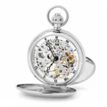 Gents 49mm Stainless Steel Skeleton Mechanical Pocket Watch