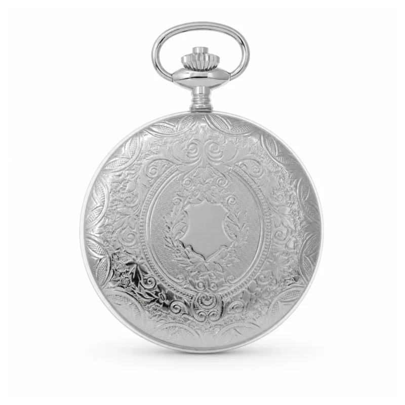 Gents 51mm Rhodium Plated Swiss Made Mechanical Pocket Watch