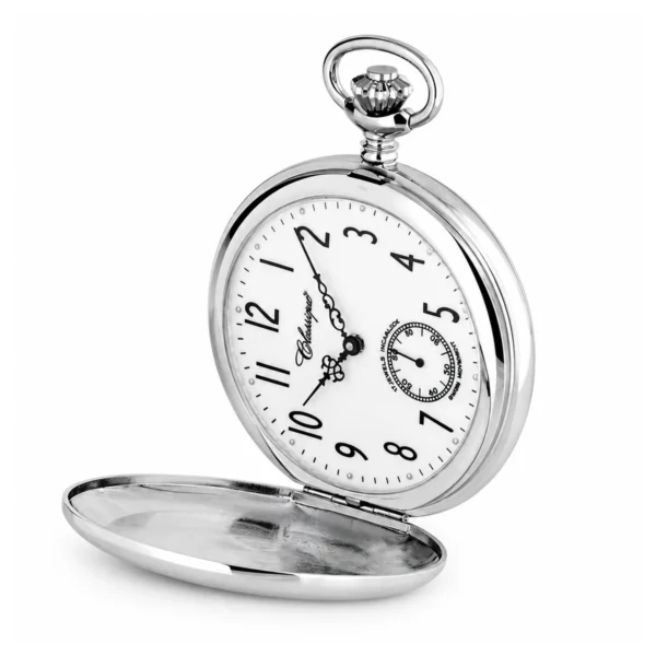 Gents 51mm Rhodium Plated Swiss Made Mechanical Pocket Watch - image 3 Gents 51mm Rhodium Plated Swiss Made Mechanical Pocket Watch