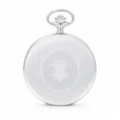 Gents 59mm Sterling Silver Mechanical Skeleton Swiss Made Pocket Watch