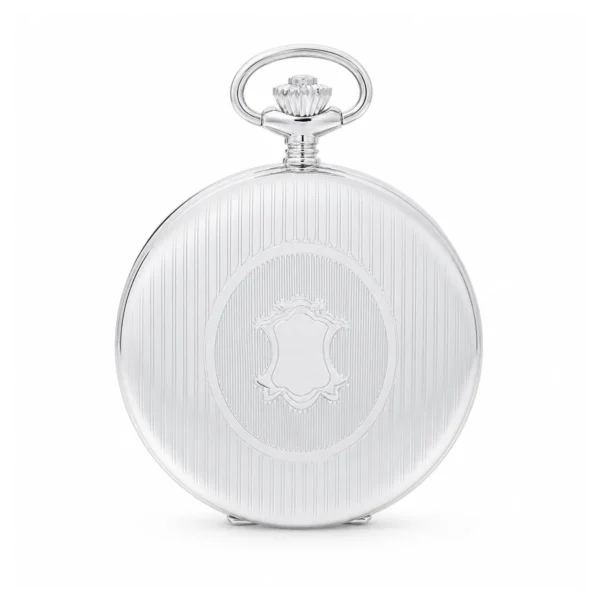 Gents 59mm Sterling Silver Mechanical Skeleton Swiss Made Pocket Watch