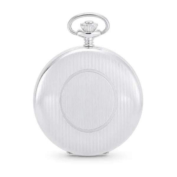 Gents 59mm Sterling Silver Mechanical Skeleton Swiss Made Pocket Watch