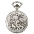 Gents 48mm Pewter Antique Rhodium Plated "Hunter" Swiss Quartz Pocket Watch