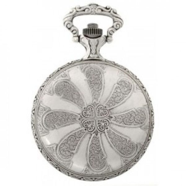 8028W-BACK-280x280-800x800 Gents 48mm Pewter Antique Rhodium Plated “Trotter” Swiss Quartz Pocket Watch