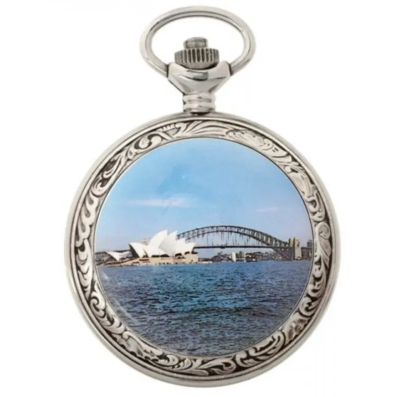 Gents 48mm Rhodium Plated Opera Enamel Swiss Quartz Pocket Watch