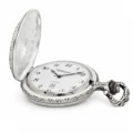 Gents 48mm Pewter Antique Rhodium Plated "Train" Swiss Quartz Pocket Watch