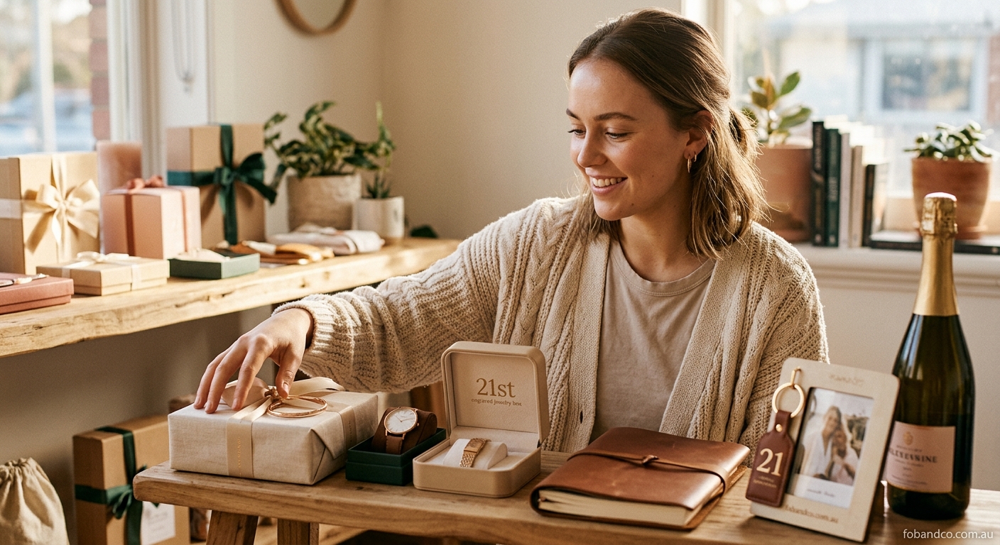 Mid-article supporting image: person interacting with or selecting 21st Birthday Gifts for, warm authentic moment — for