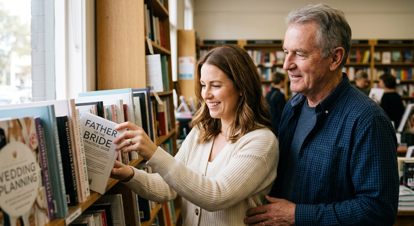Mid-article supporting image: person interacting with or selecting Father of the Bride, warm authentic moment — for foba
