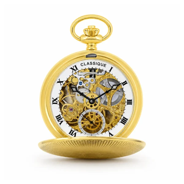 Gents 42mm 18ct Solid Gold Hand Engraved Skeleton Mechanical "Wesley" Pocket Watch – image 2 Gents 42mm 18ct Solid Gold Hand Engraved Skeleton Mechanical "Wesley" Pocket Watch