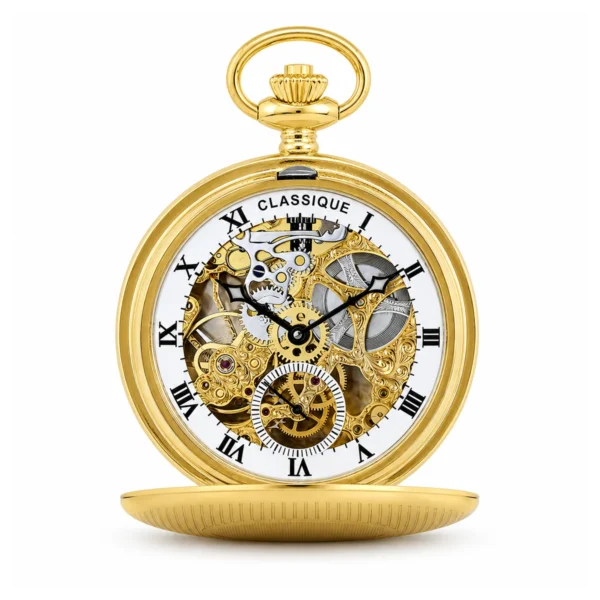 Gents 42mm Sterling Silver Hand Engraved Skeleton Mechanical "Titan" Pocket Watch - image 2 Gents 42mm Sterling Silver Hand Engraved Skeleton Mechanical "Titan" Pocket Watch