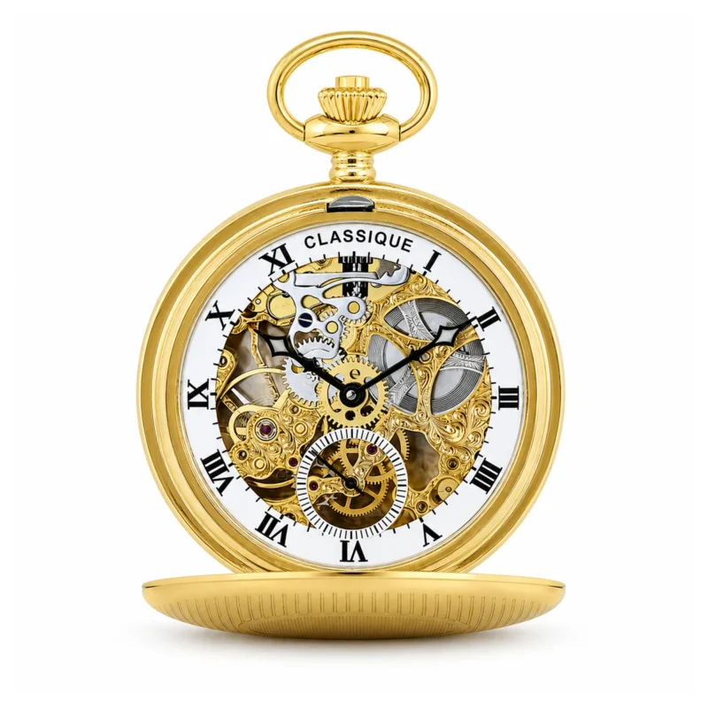 Gents 42mm Sterling Silver Hand Engraved Skeleton Mechanical “Titan” Pocket Watch – image 2 Gents 42mm Sterling Silver Hand Engraved Skeleton Mechanical "Titan" Pocket Watch