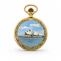 Gents 48mm Pewter Antique Gold Plated "Opera" Swiss Quartz Pocket Watch