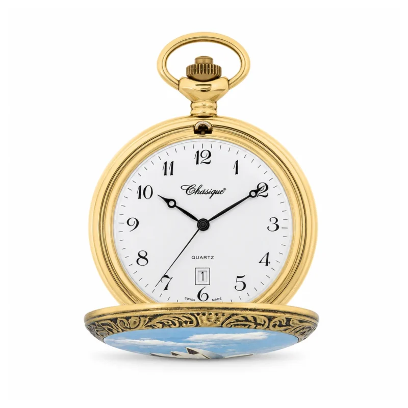 Gents 48mm Pewter Antique Gold Plated “Opera” Swiss Quartz Pocket Watch – image 2 Gents 48mm Pewter Antique Gold Plated "Opera" Swiss Quartz Pocket Watch