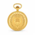 Gents 18ct Solid Gold Engraved Dual Time "Majesty" Swiss Quartz Pocket Watch