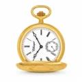 Gents 18ct Solid Gold Engraved Dual Time "Majesty" Swiss Quartz Pocket Watch