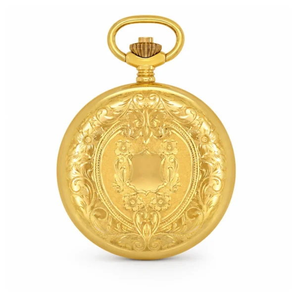 Gents 18ct Solid Gold Engraved Dual Time "Majesty" Swiss Quartz Pocket Watch - image 3 Gents 18ct Solid Gold Engraved Dual Time "Majesty" Swiss Quartz Pocket Watch