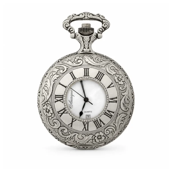 Gents 48mm Pewter Antique Rhodium Plated "Hemingway" Swiss Quartz Pocket Watch - image 1 Gents 48mm Pewter Antique Rhodium Plated "Hemingway" Swiss Quartz Pocket Watch