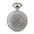 Gents 48mm Pewter Antique Rhodium Plated "Hemingway" Swiss Quartz Pocket Watch