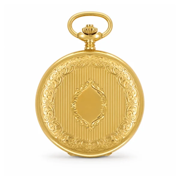 Gents 18ct Solid Gold Engraved Dual Time "Grandeur" Swiss Quartz Pocket Watch - image 1 Gents 18ct Solid Gold Engraved Dual Time "Grandeur" Swiss Quartz Pocket Watch