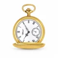 Gents 18ct Solid Gold Engraved Dual Time "Grandeur" Swiss Quartz Pocket Watch
