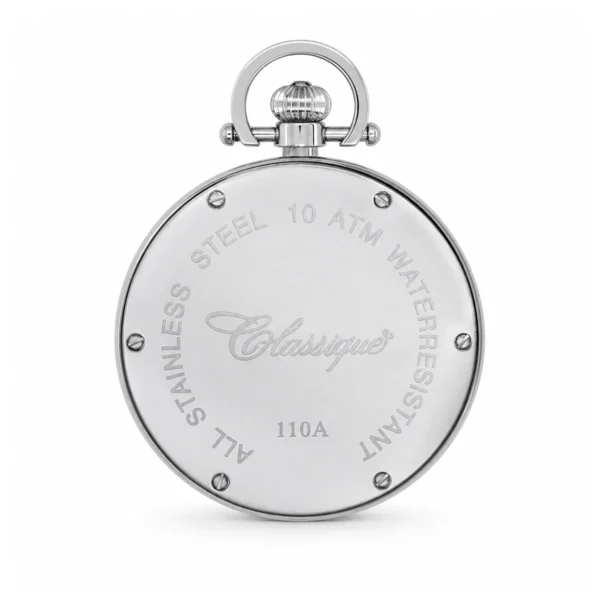 Gents Open Face Stainless Steel "Denver" Swiss Quartz Pocket Watch - image 3 Gents Open Face Stainless Steel "Denver" Swiss Quartz Pocket Watch