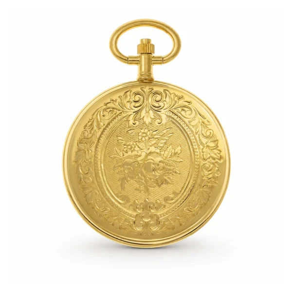 Gents 40mm Gold Plated "Clover" Swiss Quartz Pocket Watch - image 3 Gents 40mm Gold Plated "Clover" Swiss Quartz Pocket Watch
